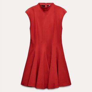 Zara Vibrant Red Cap Sleeve Dress size Large